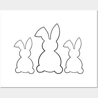 Three bunny silhouette in black Posters and Art
